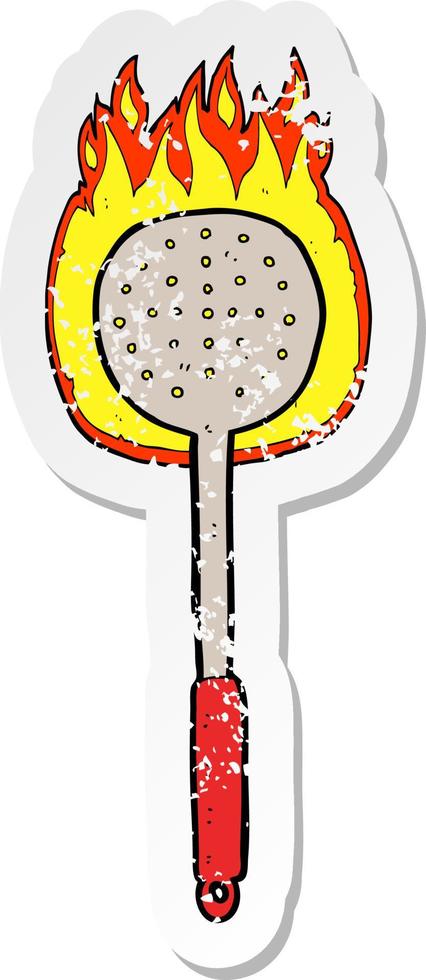 retro nödställd klistermärke av ett tecknat köksredskap vektor