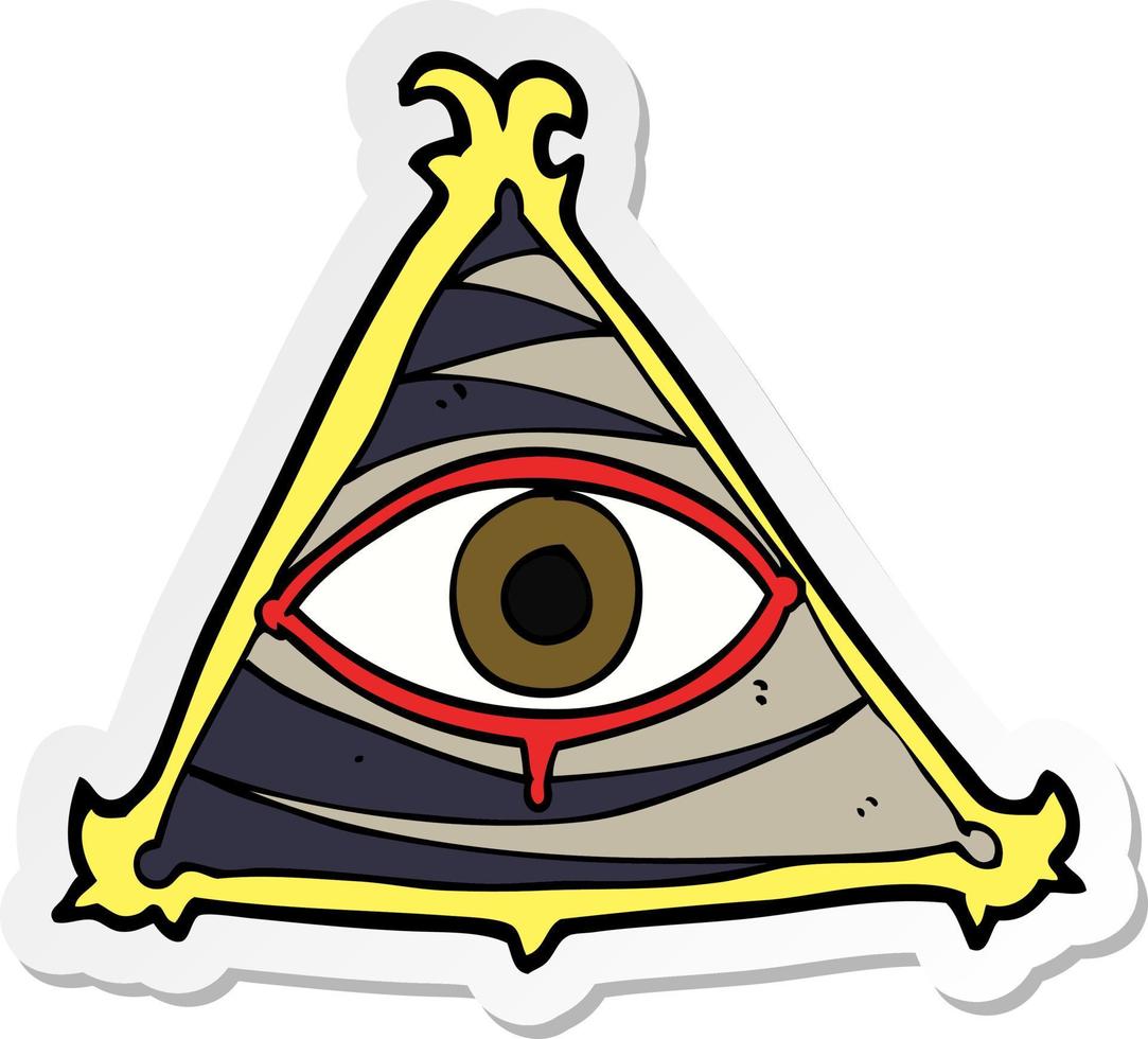 klistermärke av en tecknad mystisk ögonsymbol vektor