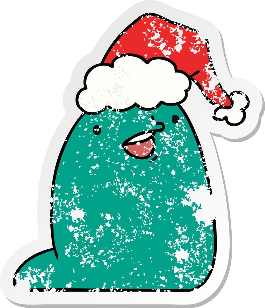 Weihnachten beunruhigter Aufkleber Cartoon der kawaii Schnecke vektor