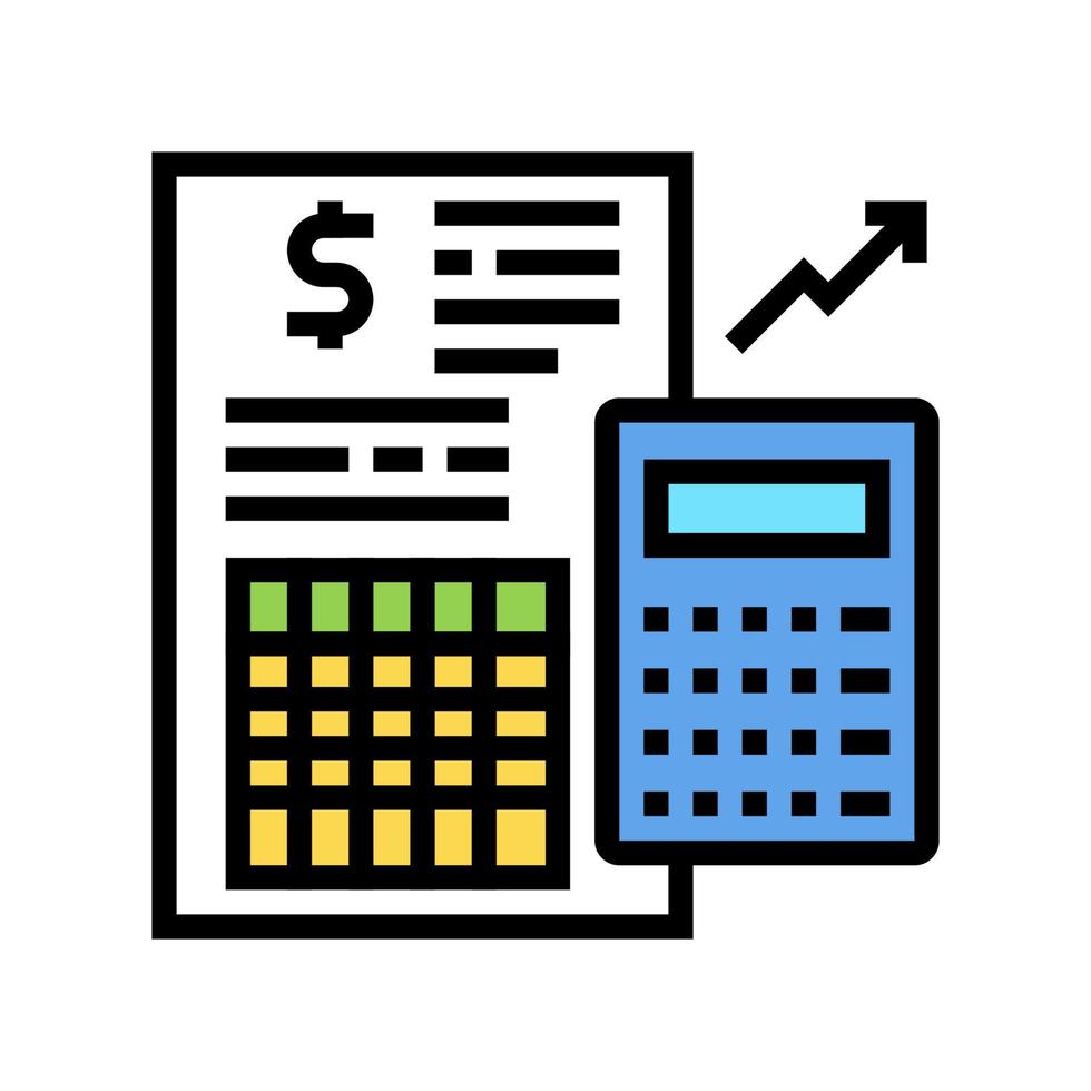 finansiell rapport kalkylator färg ikon vektor illustration