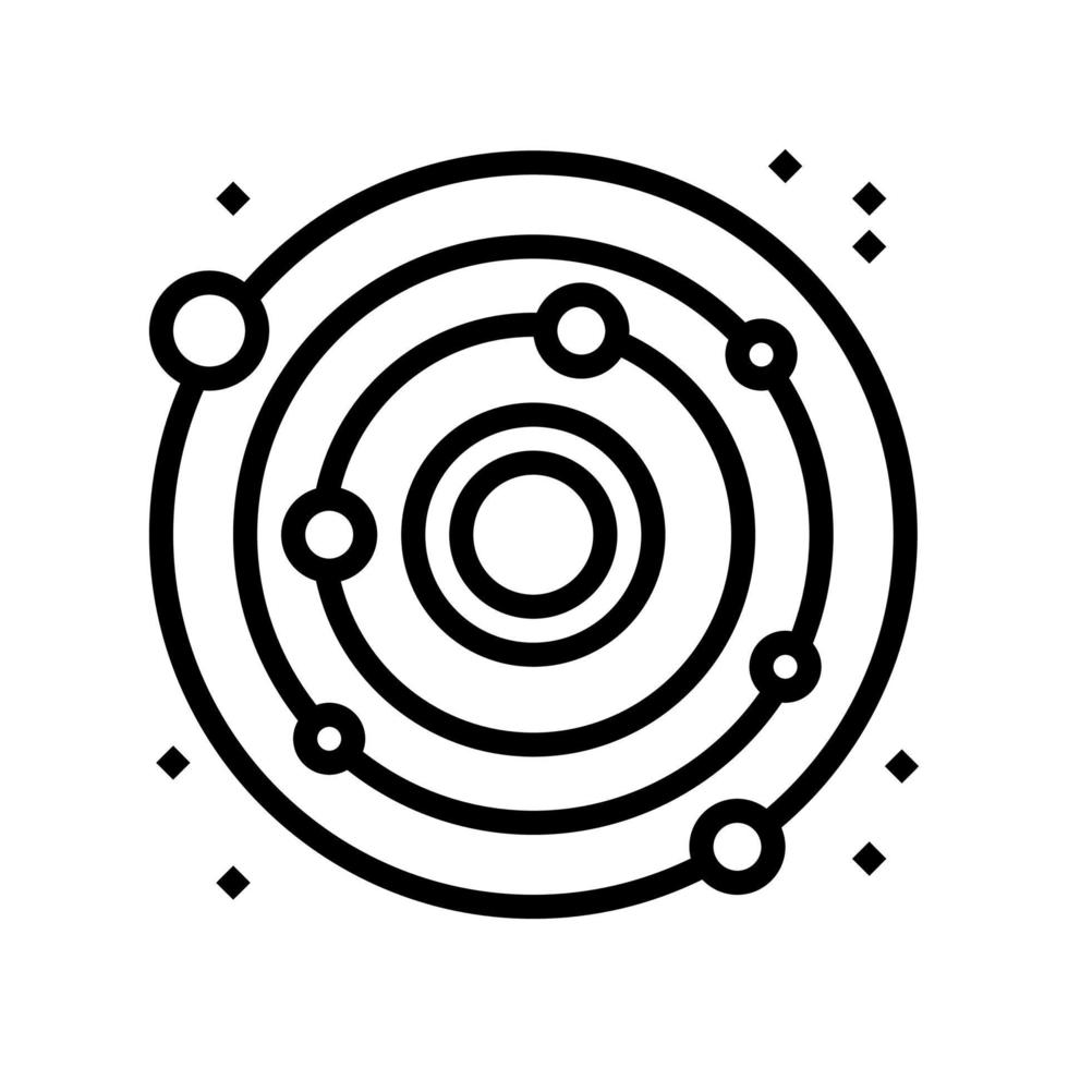 solsystemet linje ikonen vektor svart illustration