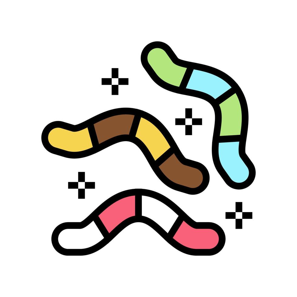 Würmer Süßigkeiten Farbe Symbol Vektor Illustration
