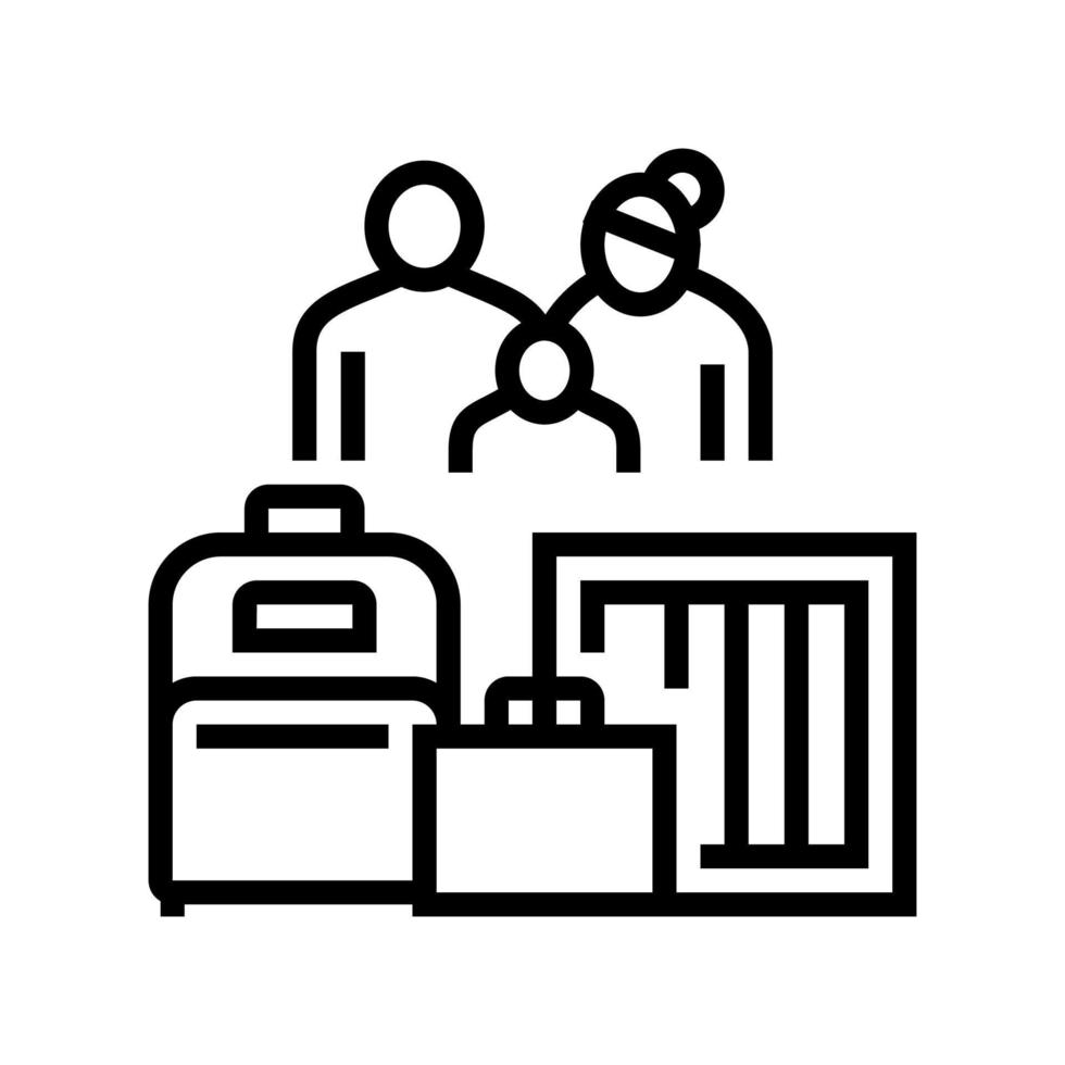 Familienflüchtling mit Gepäcklinie Symbol Vektor Illustration