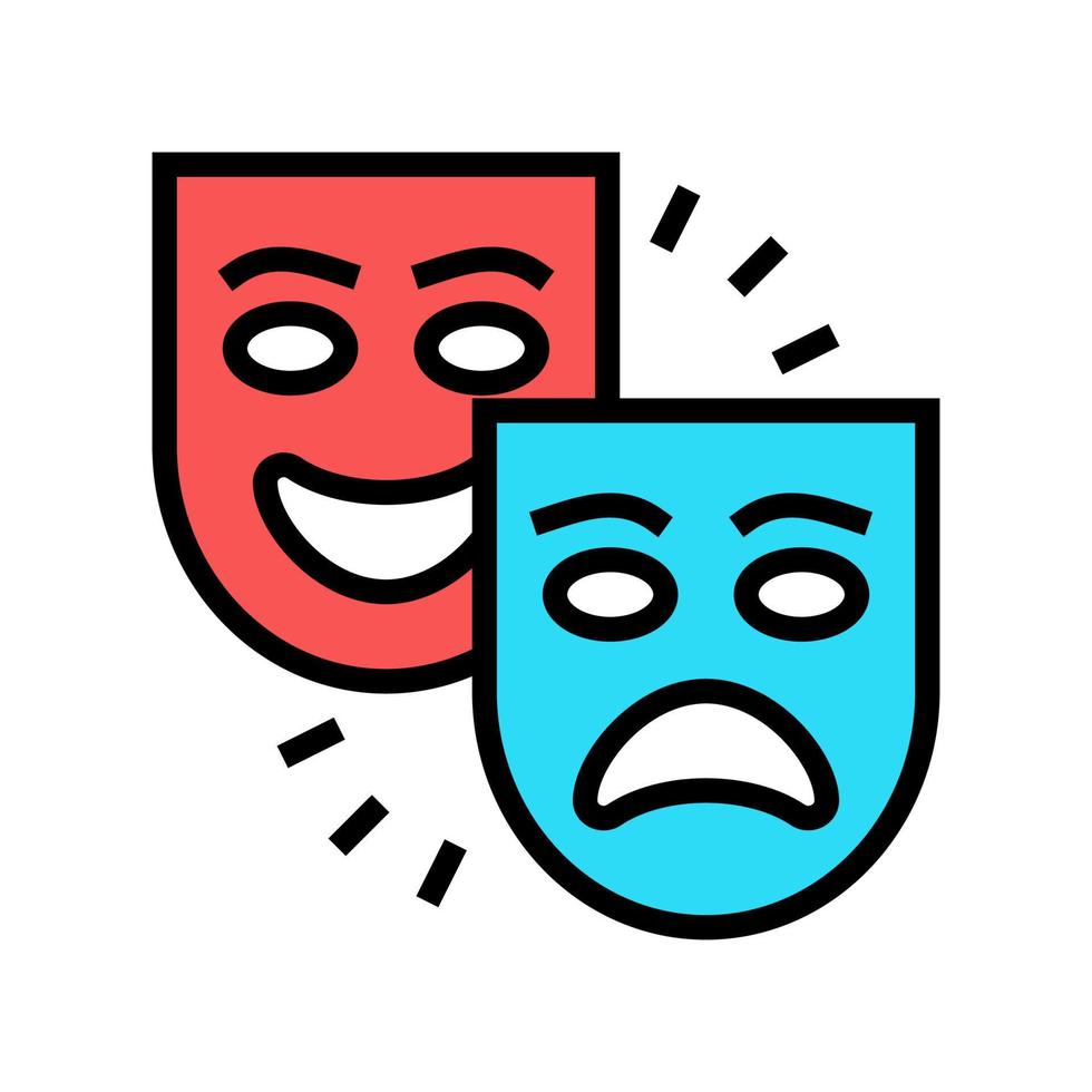 teater tragedi och komedi färg ikon vektor illustration