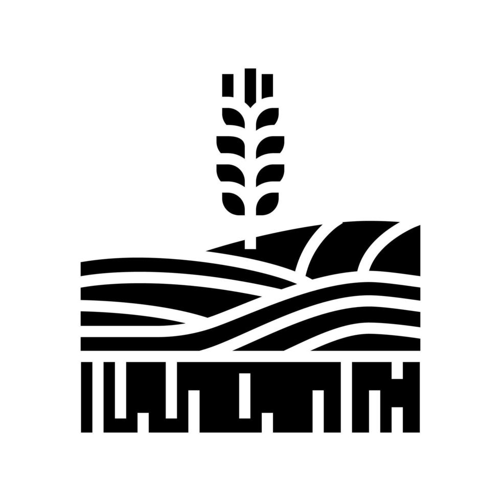 Weizenwachstum Feld Glyphe Symbol Vektor Illustration