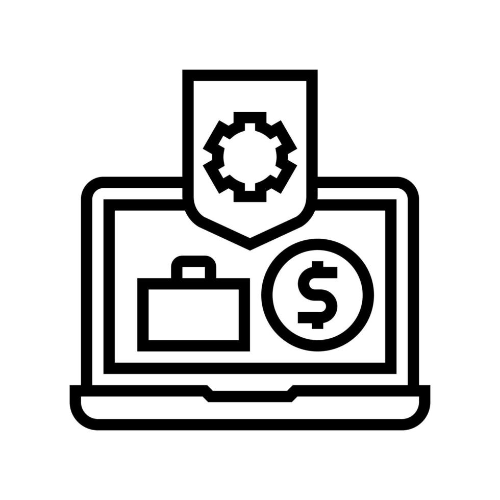Business-Laptop schützen Prozesslinie Symbol Vektor Illustration