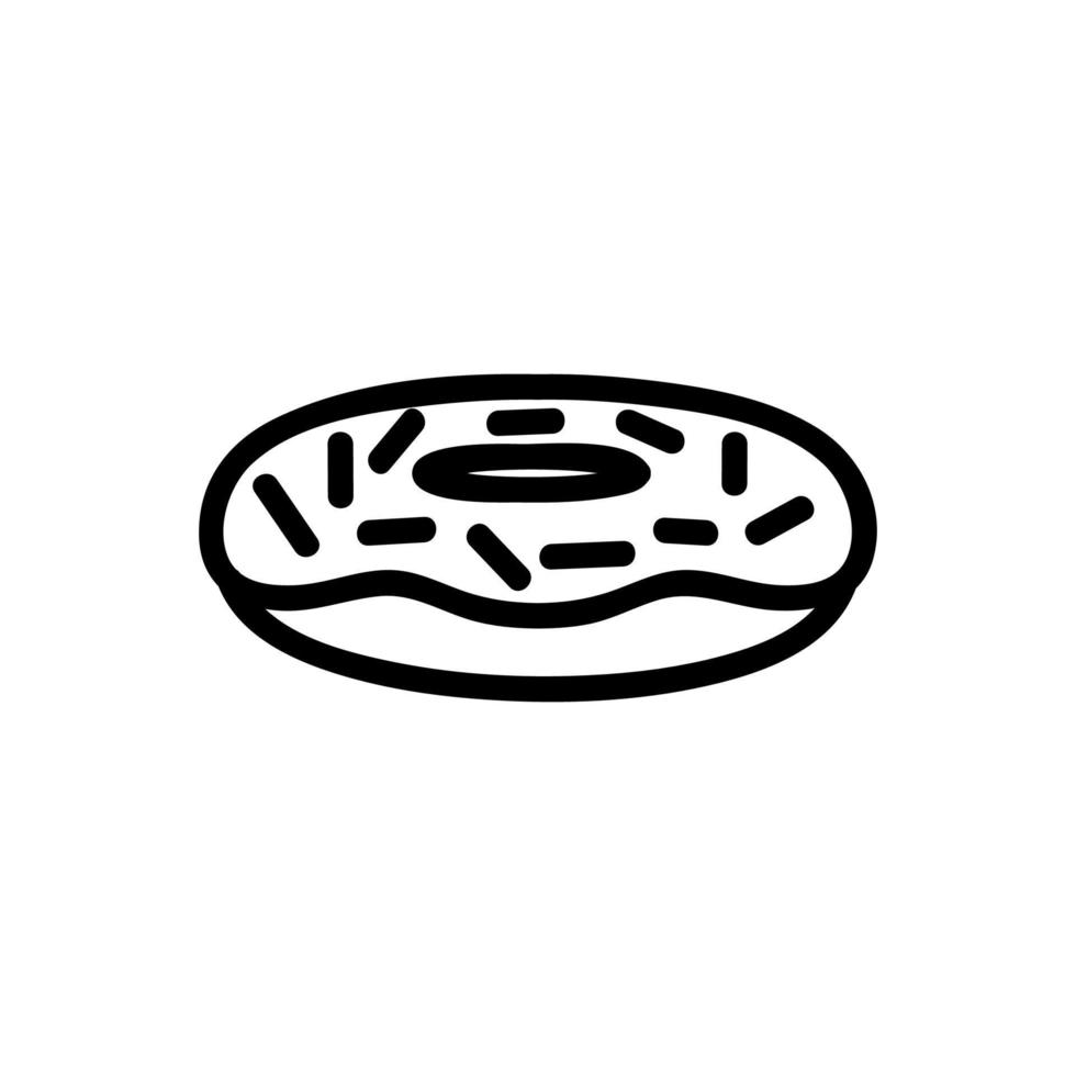 Kokosnuss-Zuckerguss-Donut-Draufsicht-Symbol-Vektor-Umriss-Illustration vektor