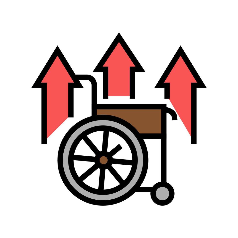funktionshinder ökande fattigdom problem färg ikon vektor illustration