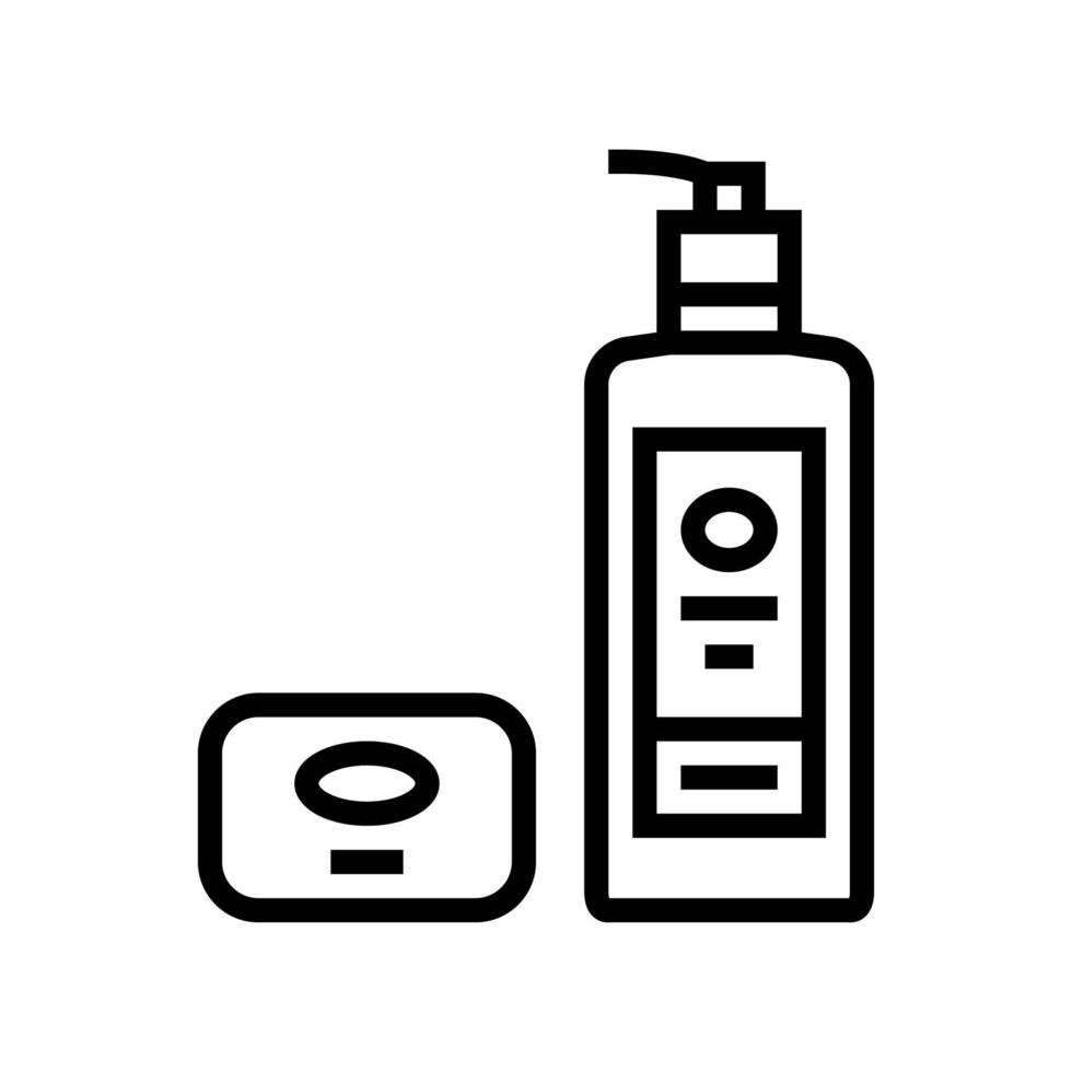 Seife und Handreiniger Verpackungslinie Symbol Vektor Illustration