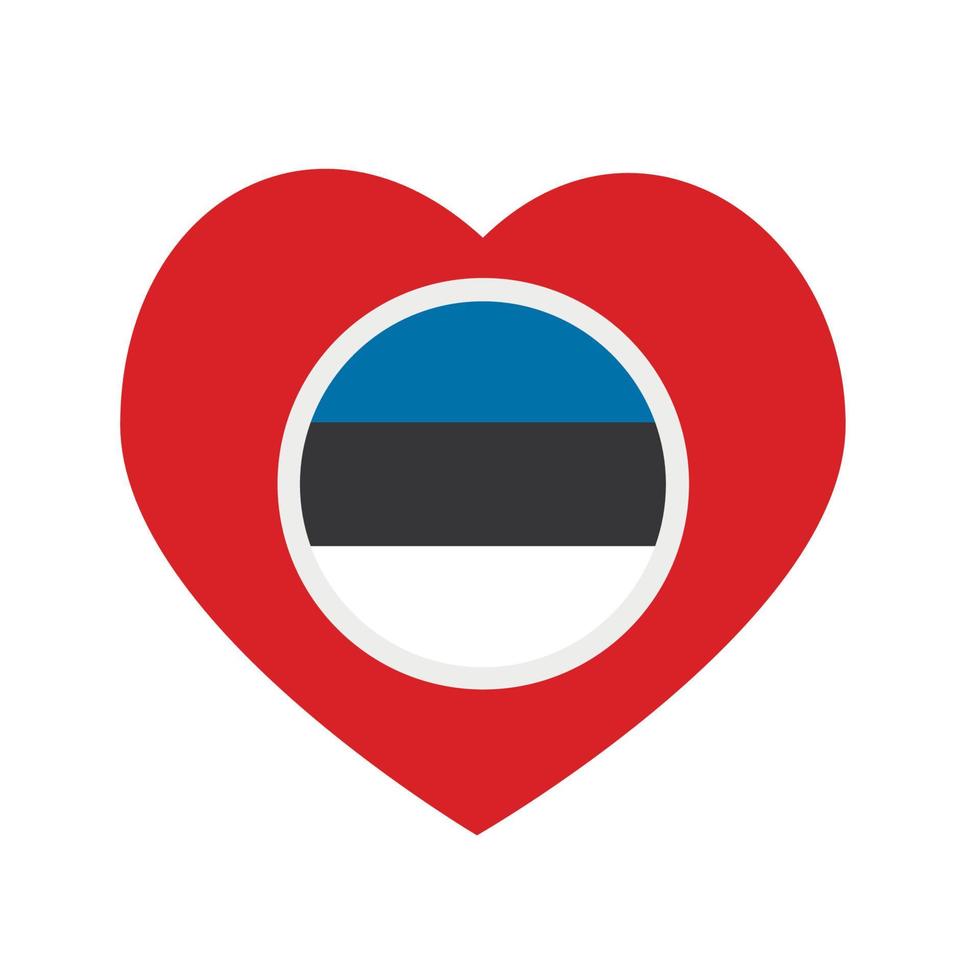 Vektorsymbol, rotes Herz mit der Nationalflagge von Estland. vektor