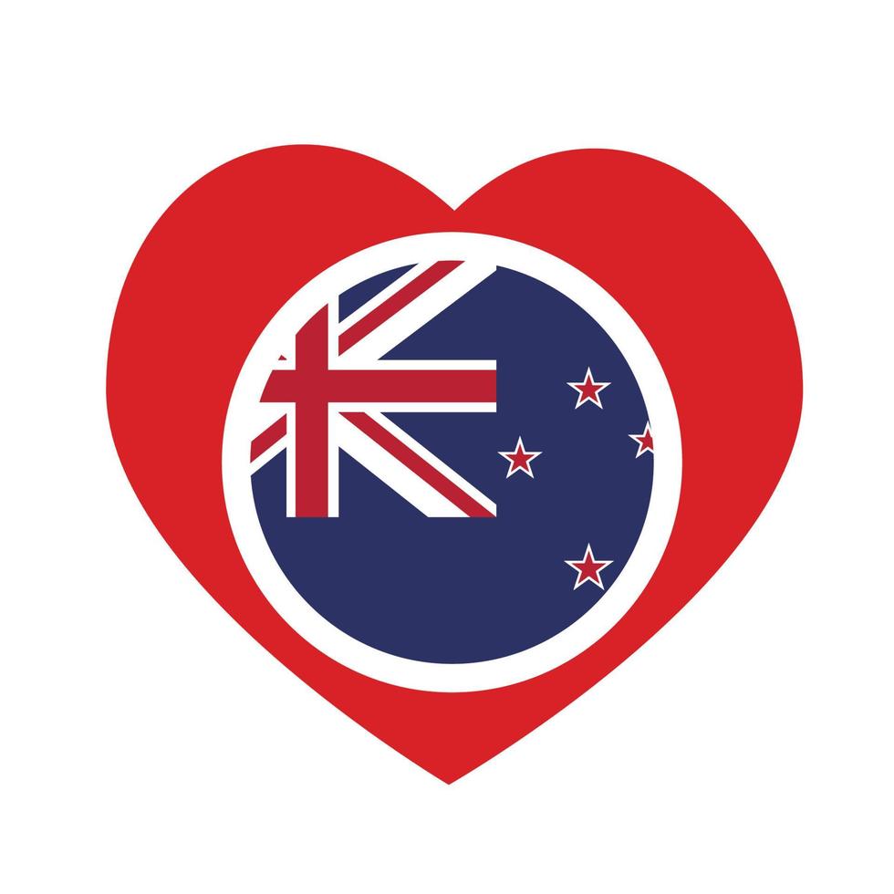 Vektorsymbol, rotes Herz mit der Nationalflagge von Neuseeland. vektor