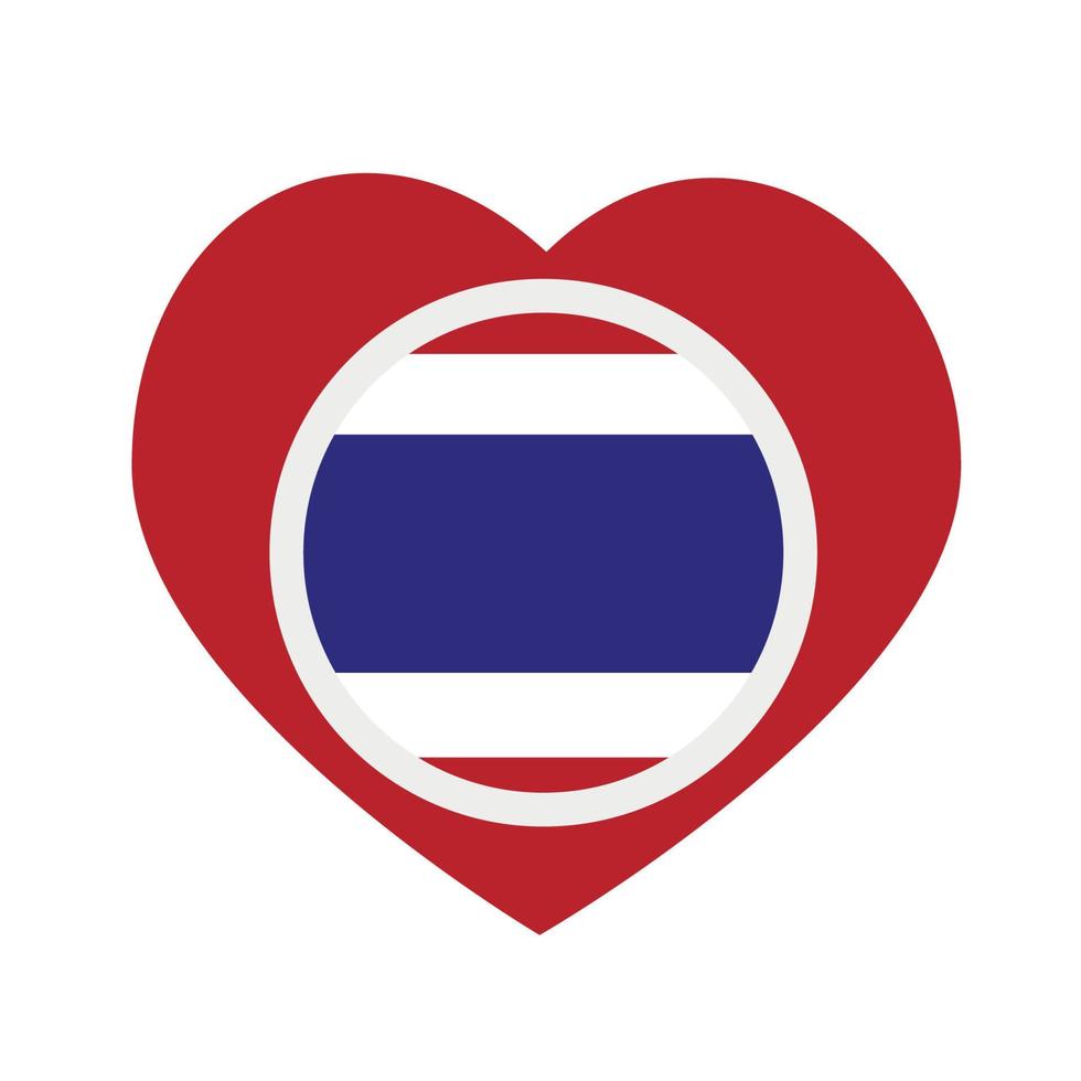 vektor ikon, rött hjärta med thailands nationella flagga.