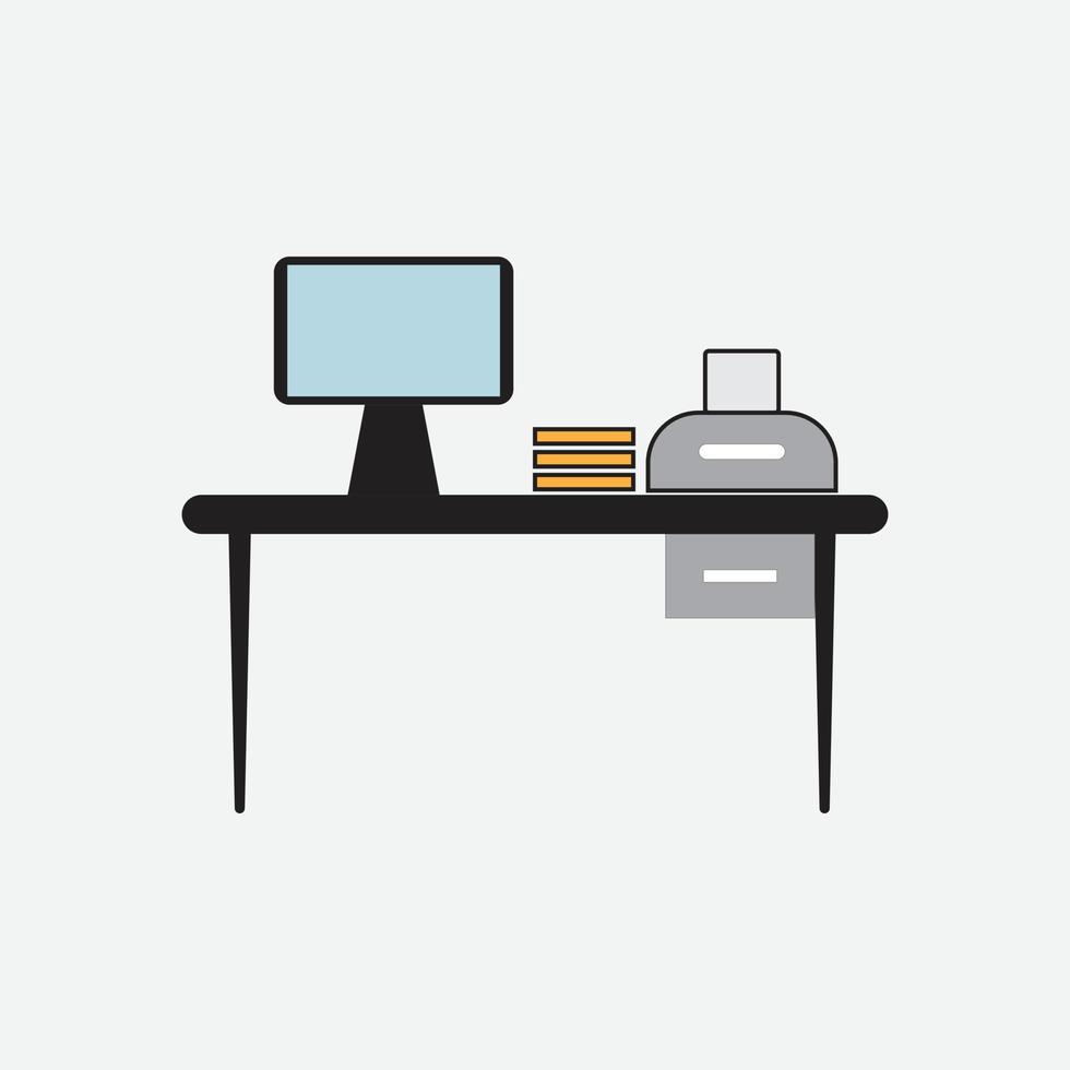 illustration der tabelle mit computer-desktop-arbeitsbereich arbeit von zu hause und im büro vektor