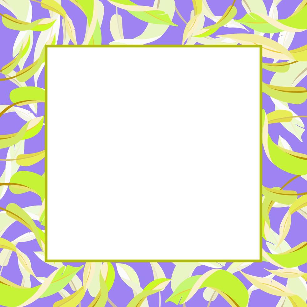 vektor ljus fyrkantig ram med bananblad på rosa bakgrund.