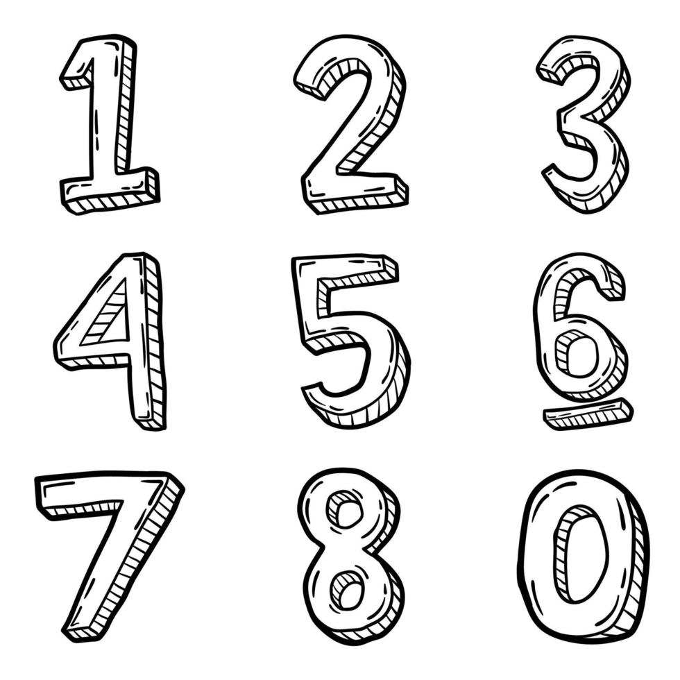 zählen sie mathematik und zahl bildung lineart vektorillustration symbol designvorlage mit handgezeichnetem gekritzelstil vektor