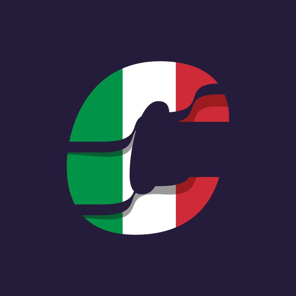 italienska alfabetets flagga c vektor