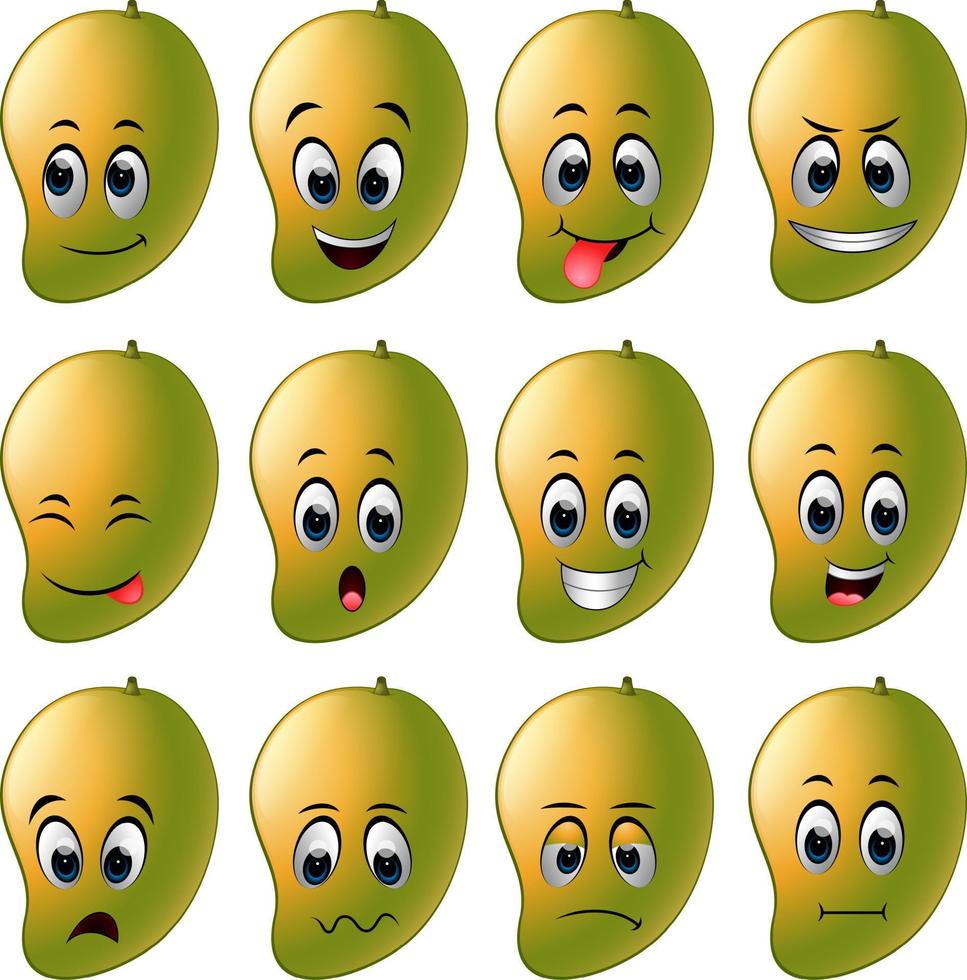 Mango mit verschiedenen Emoticons vektor