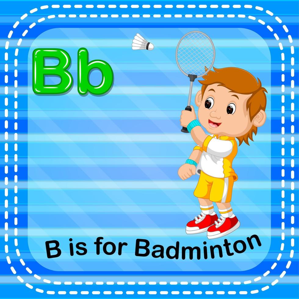 flashcard bokstaven b är för badminton vektor