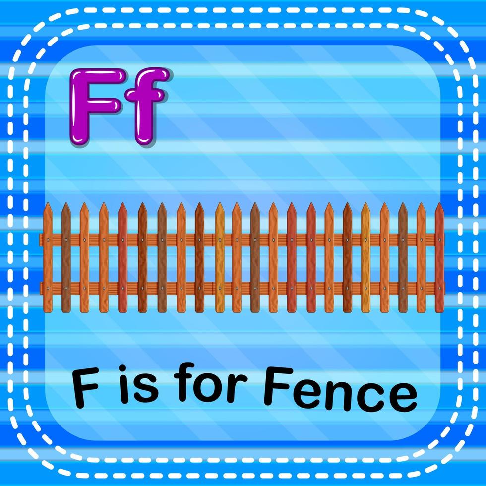 flashcard bokstaven f är för staket vektor