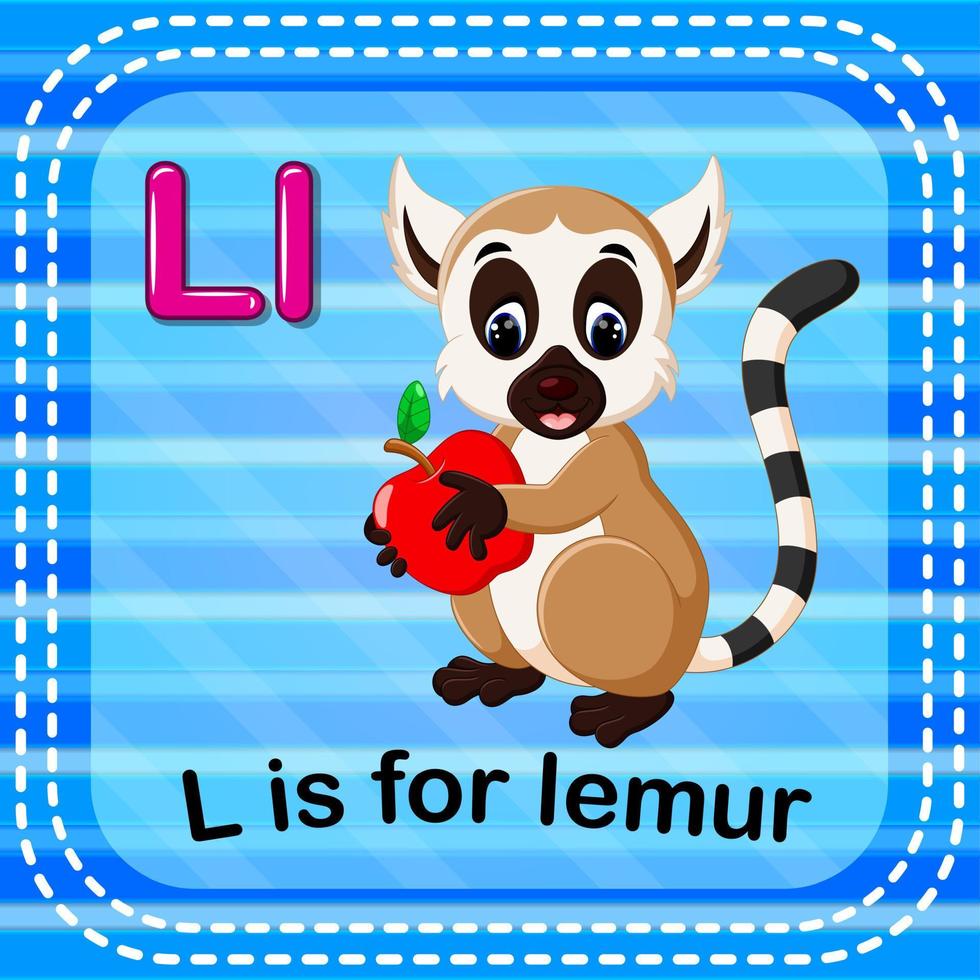 flashcard bokstaven l är för lemur vektor