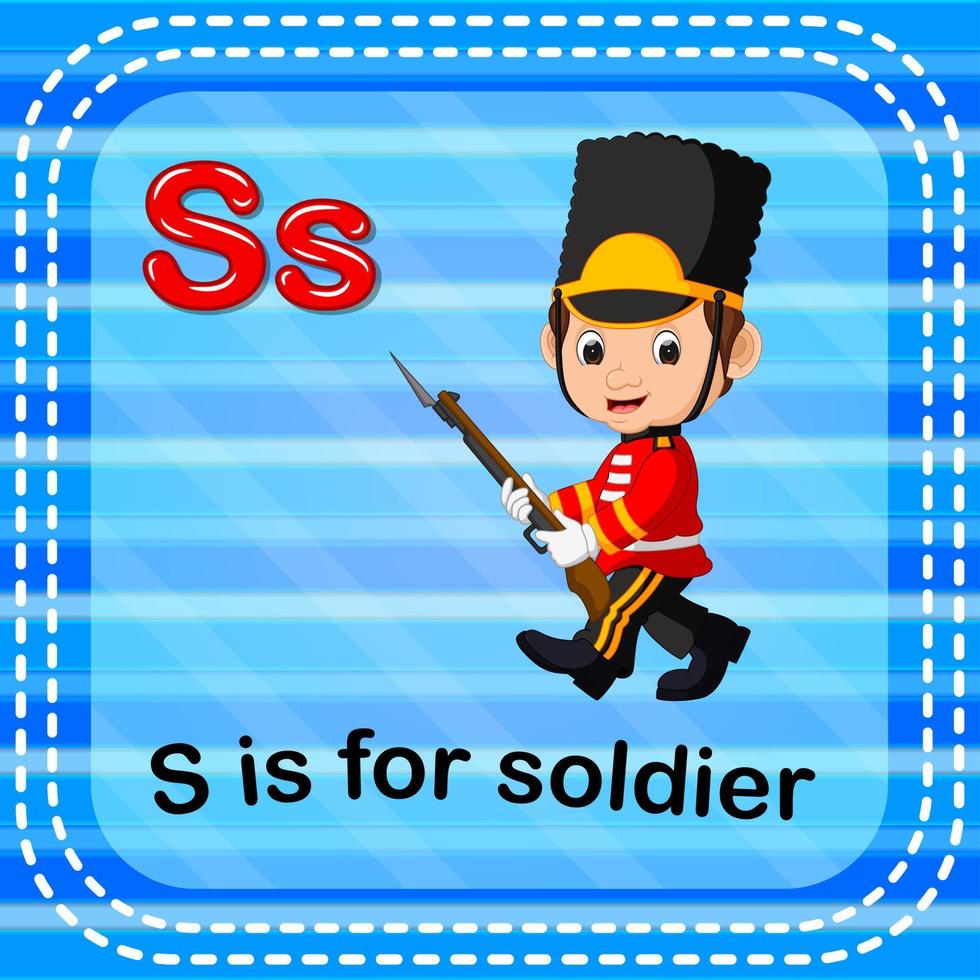 flashcard bokstaven s är för soldat vektor