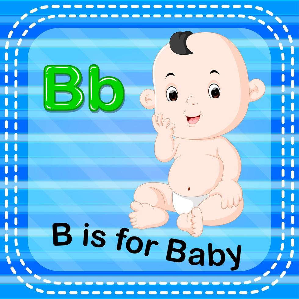 flashcard bokstaven b är för baby vektor