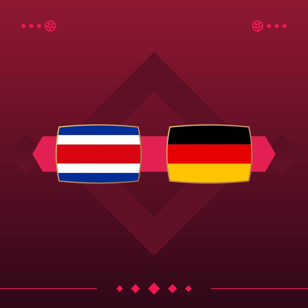 costa rica, tyska fotbollsvärlden 2022 match kontra på röd bakgrund. vektor illustration
