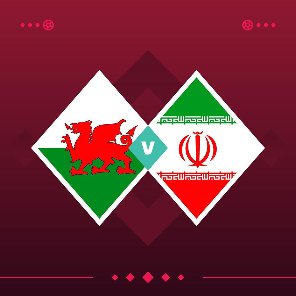 wales, iran world football 2022 match versus auf rotem hintergrund. Vektor-Illustration vektor