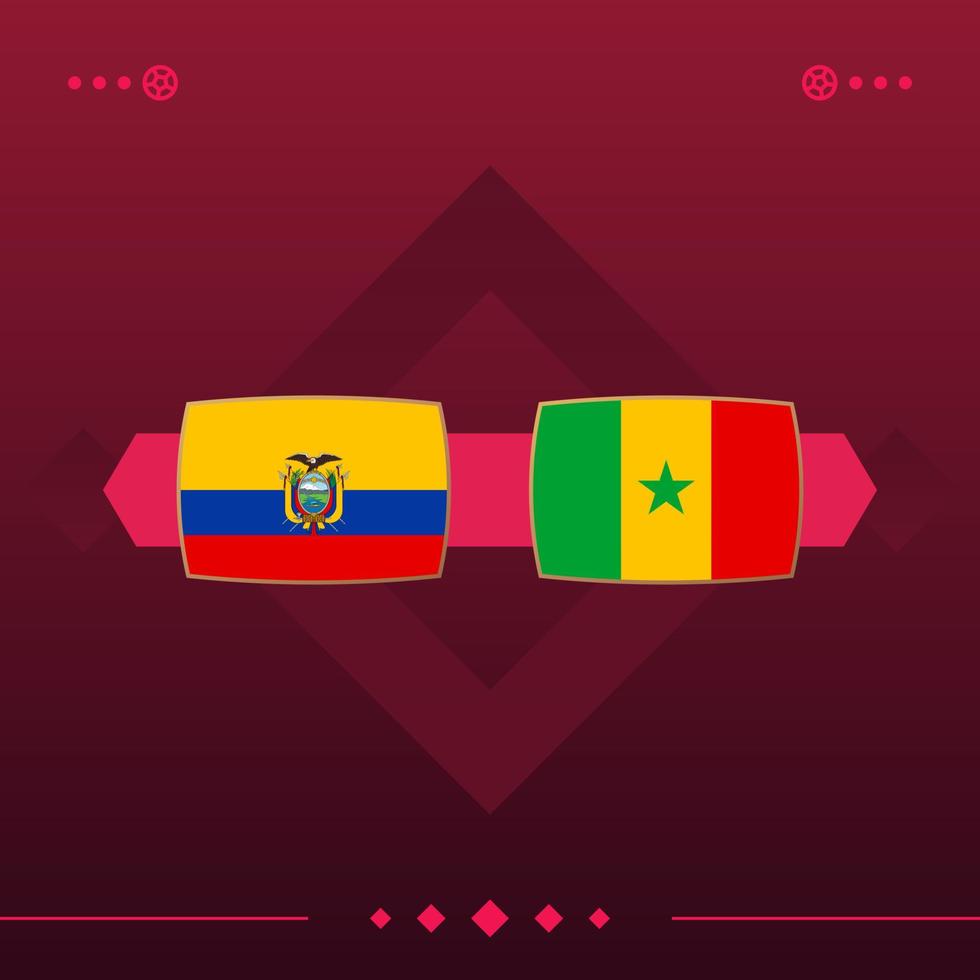 ecuador, senegal fotbollsmatch 2022 mot röd bakgrund. vektor illustration