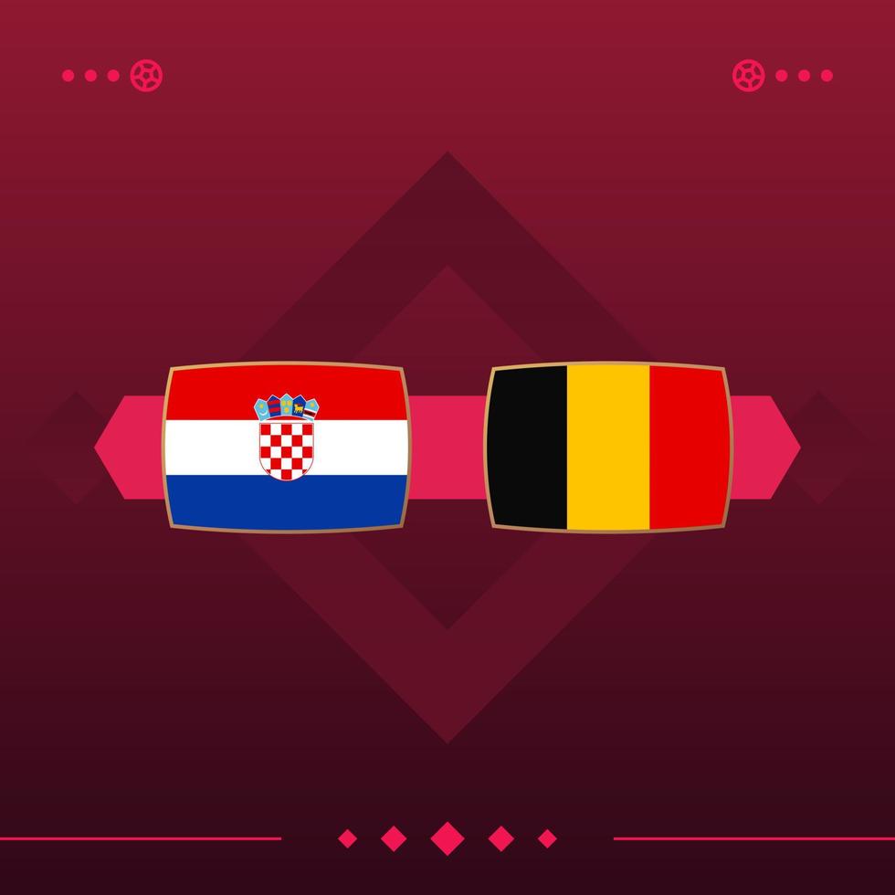Kroatien, Belgien fotbollsvärlden 2022 match kontra på röd bakgrund. vektor illustration