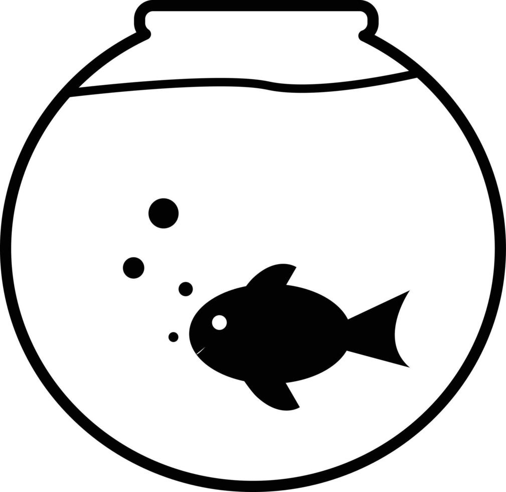 Fischglas-Symbol auf weißem Hintergrund. Aquarium-Schild. Fische schwimmen in einem Fischglas. flacher Stil. vektor