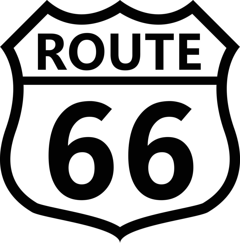 uns Route 66 Zeichen. Schild mit Wegnummer und Textsymbol. Vereinigte Staaten nummerierte Route. flacher Stil. vektor