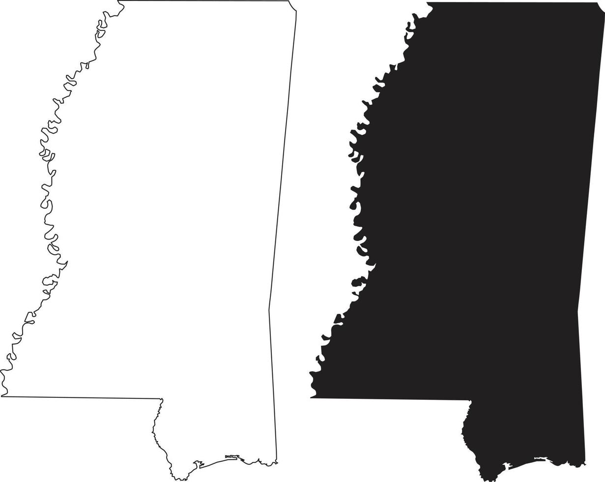 Mississippi-Karte auf weißem Hintergrund. Mississippi-Staatszeichen. Mississippi uns Staaten Kartenumrisssymbol. flacher Stil. vektor