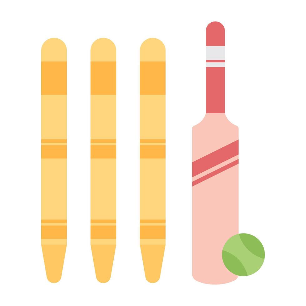 Fledermausball mit Wicket, Ikone des Cricket vektor