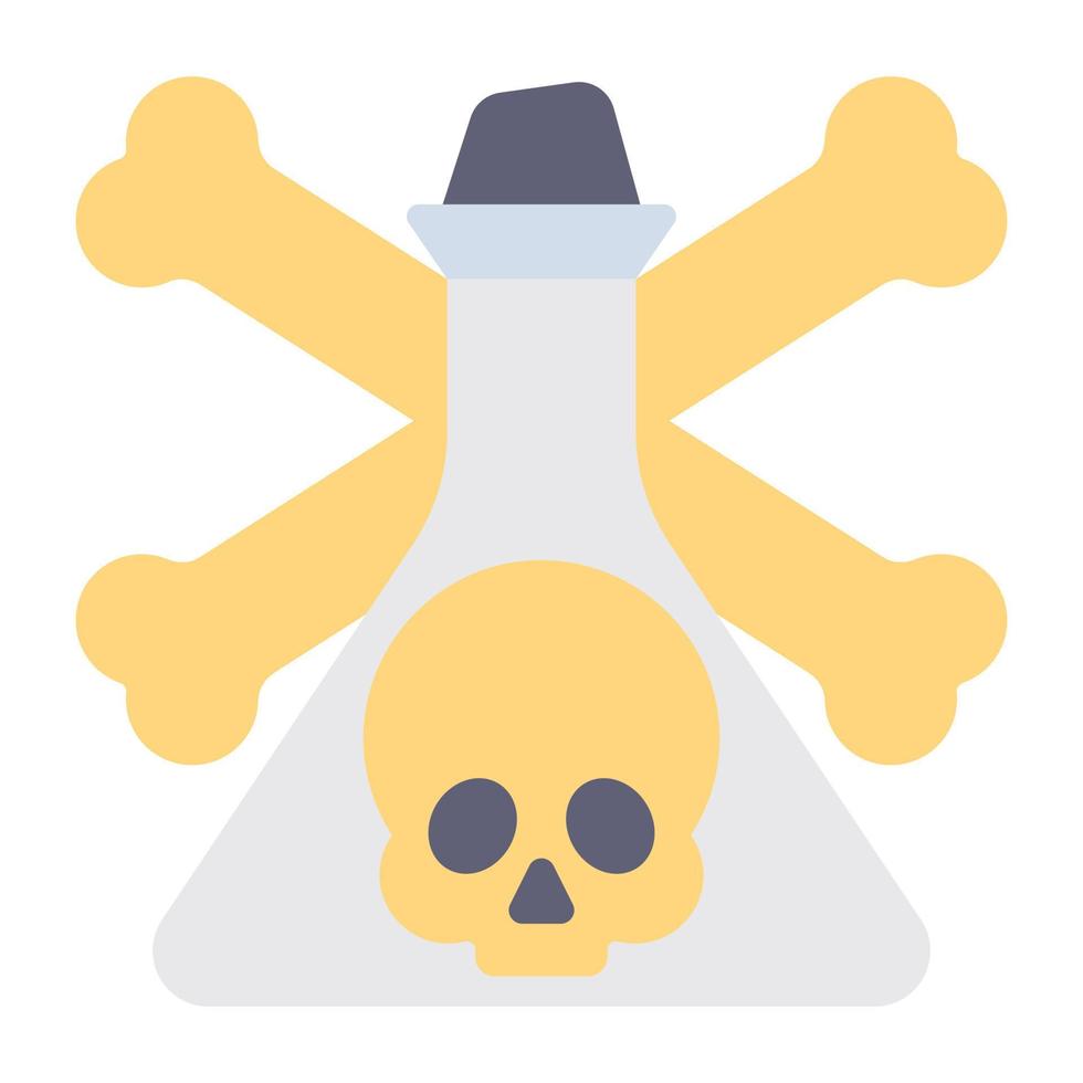 toxin flaska ikon, platt design av skalle med korsade ben vektor