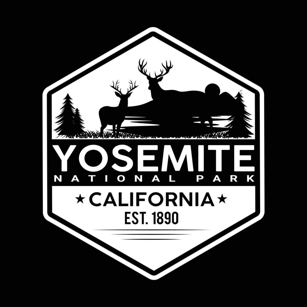 yosemite nationalpark Kalifornien est. 1890 logotyp t-shirt design vektor