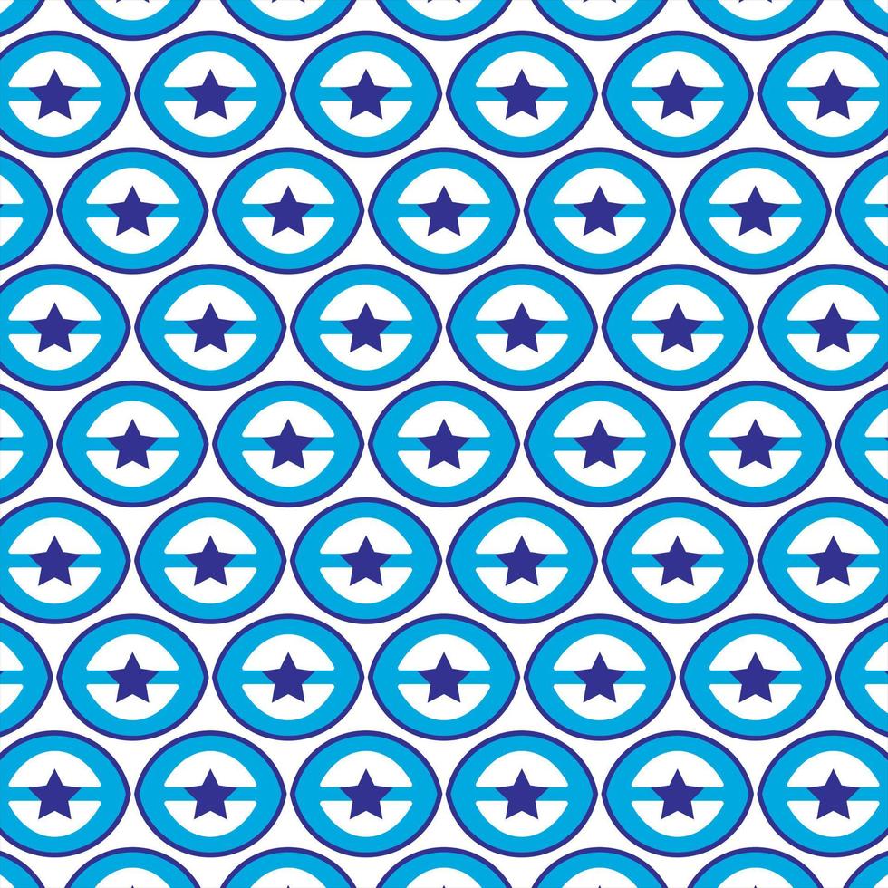 vita och blå cirklar och stjärnor mönster bakgrund. sömlös vektor kakel mönster.