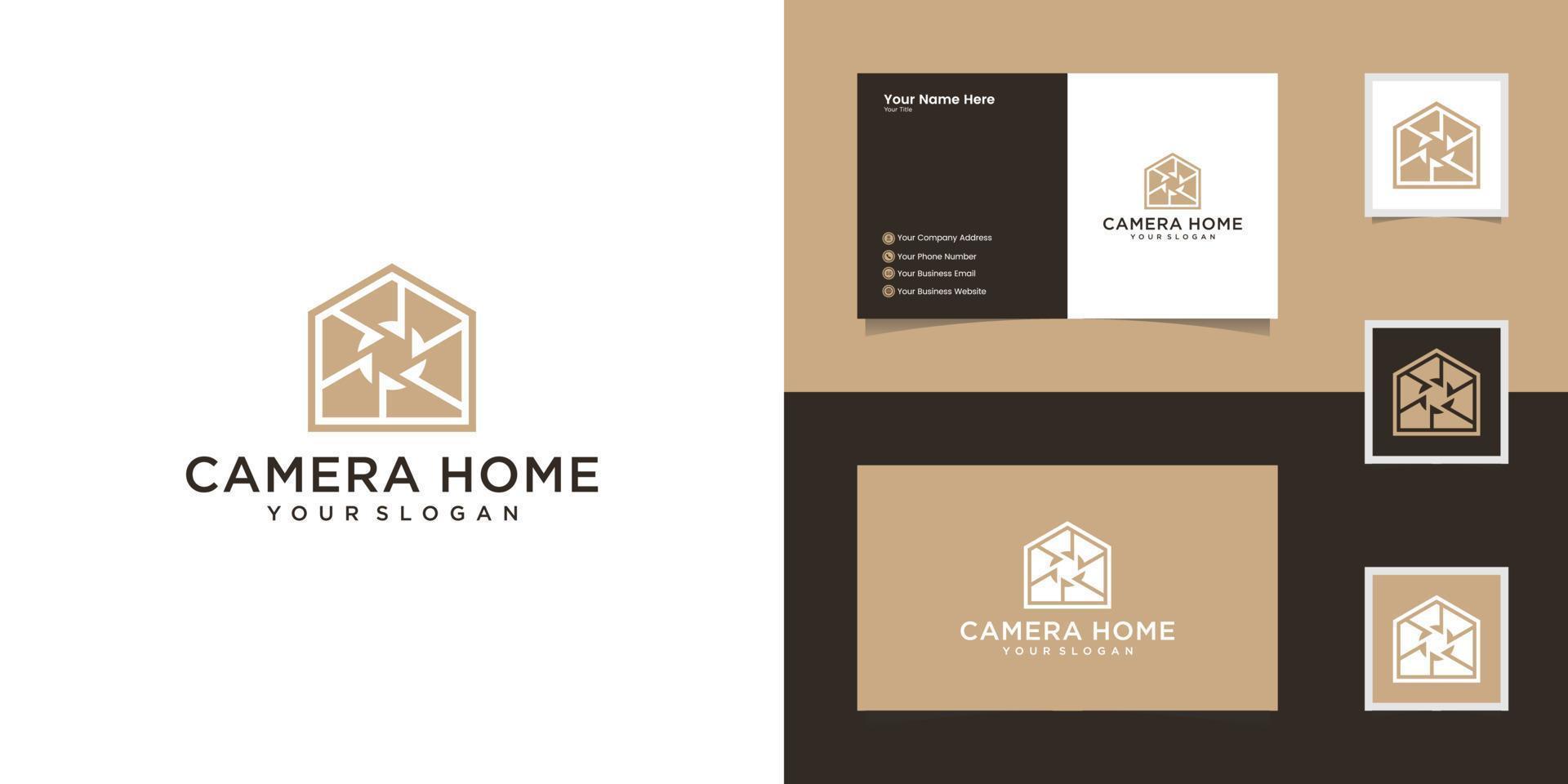 Kamerahaus-Logo-Design und Visitenkarte vektor