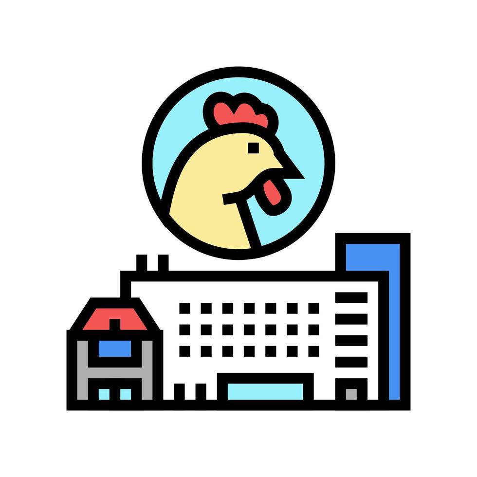 Geflügelfarm und Fabrik Farbe Symbol Vektor Illustration