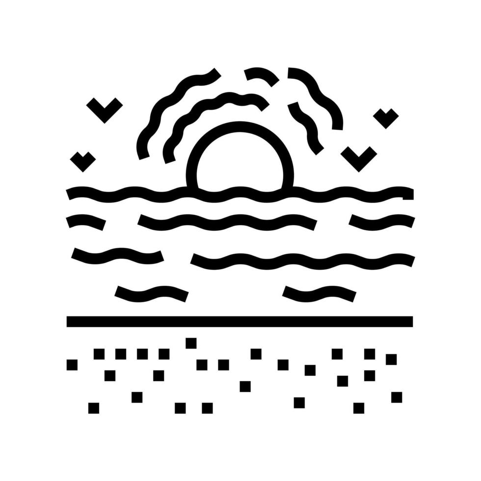 Meer Strand Linie Symbol Vektor Illustration