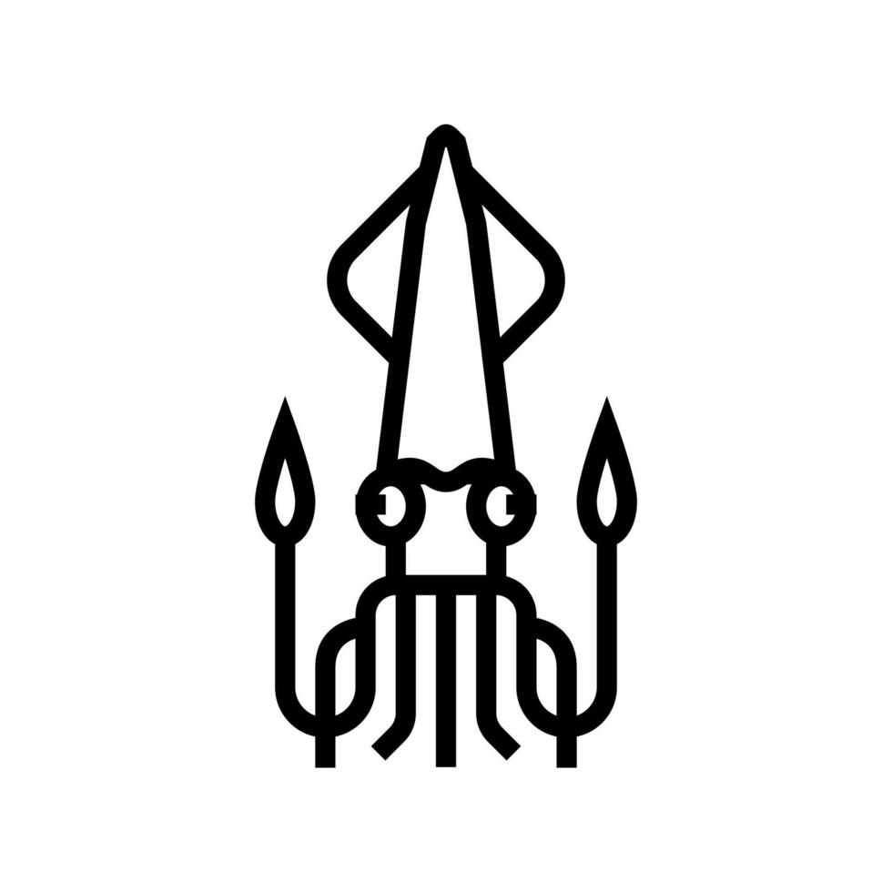 kopffüßer tintenfisch ozeanlinie symbol vektor illustration