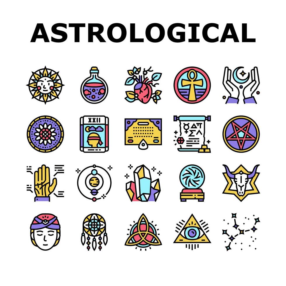 Sammlungsikonen der astrologischen Gegenstände stellten Vektor ein