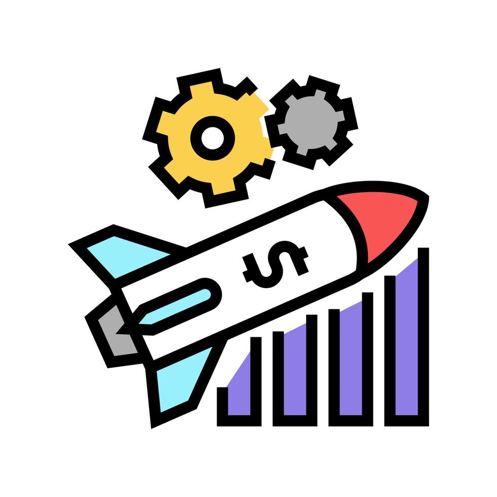 lansera finansiella raket färg ikon vektor illustration