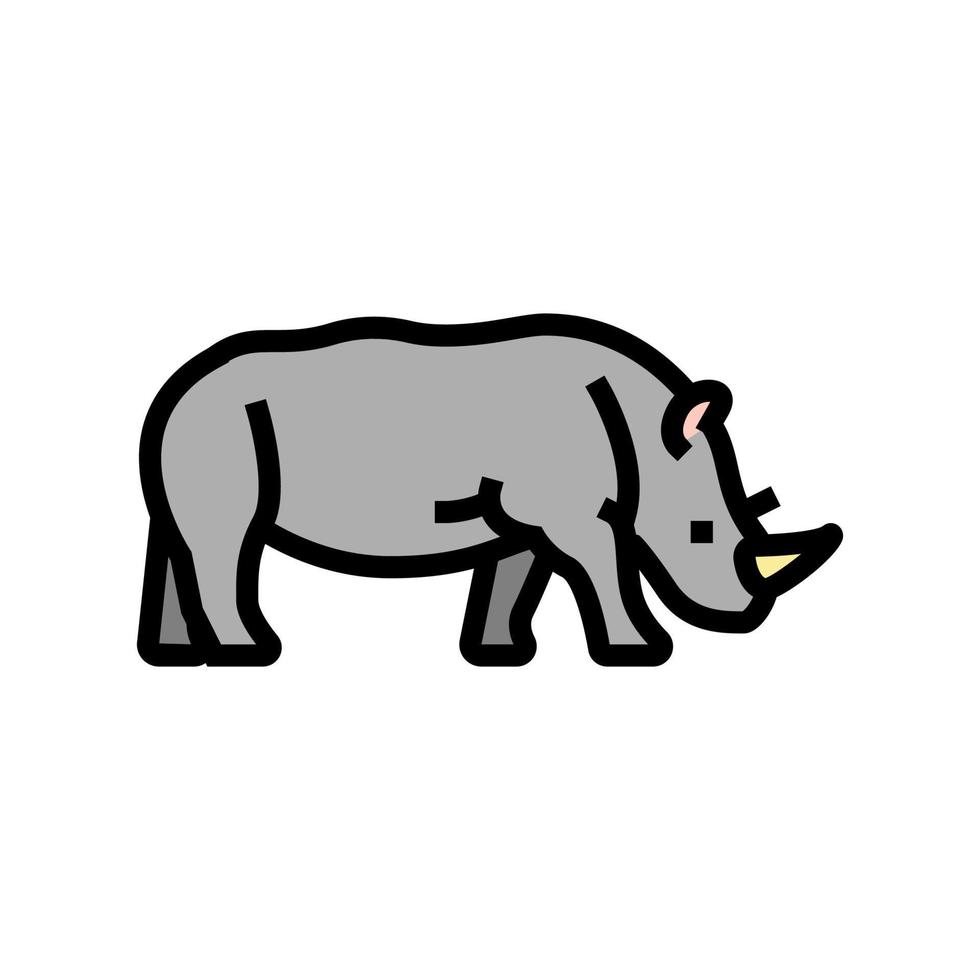 noshörning djur i zoo färg ikon vektor illustration