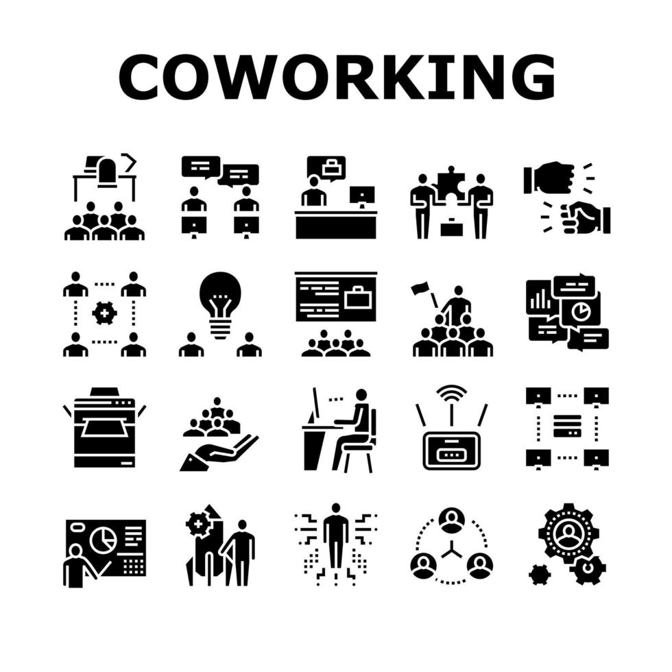 coworking tjänst samling ikoner som vektor