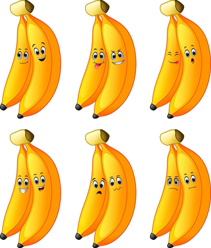 paar Banane in verschiedenen Emotionen vektor