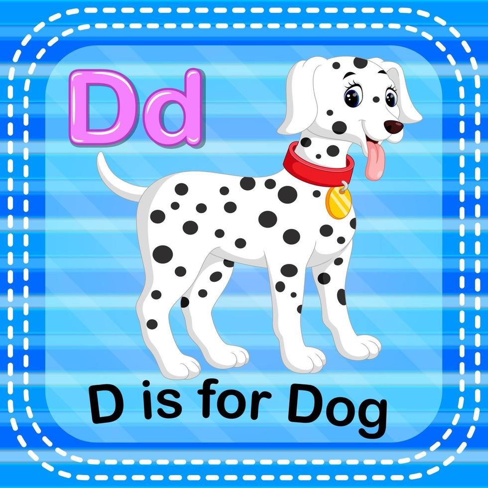 flashcard bokstaven d är för hund vektor