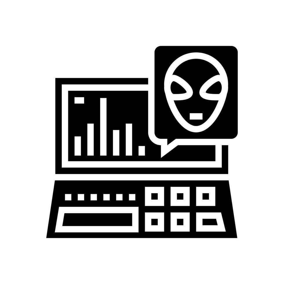 Alien-Weltraum-Laptop-Glyphen-Symbol-Vektor-Illustration vektor