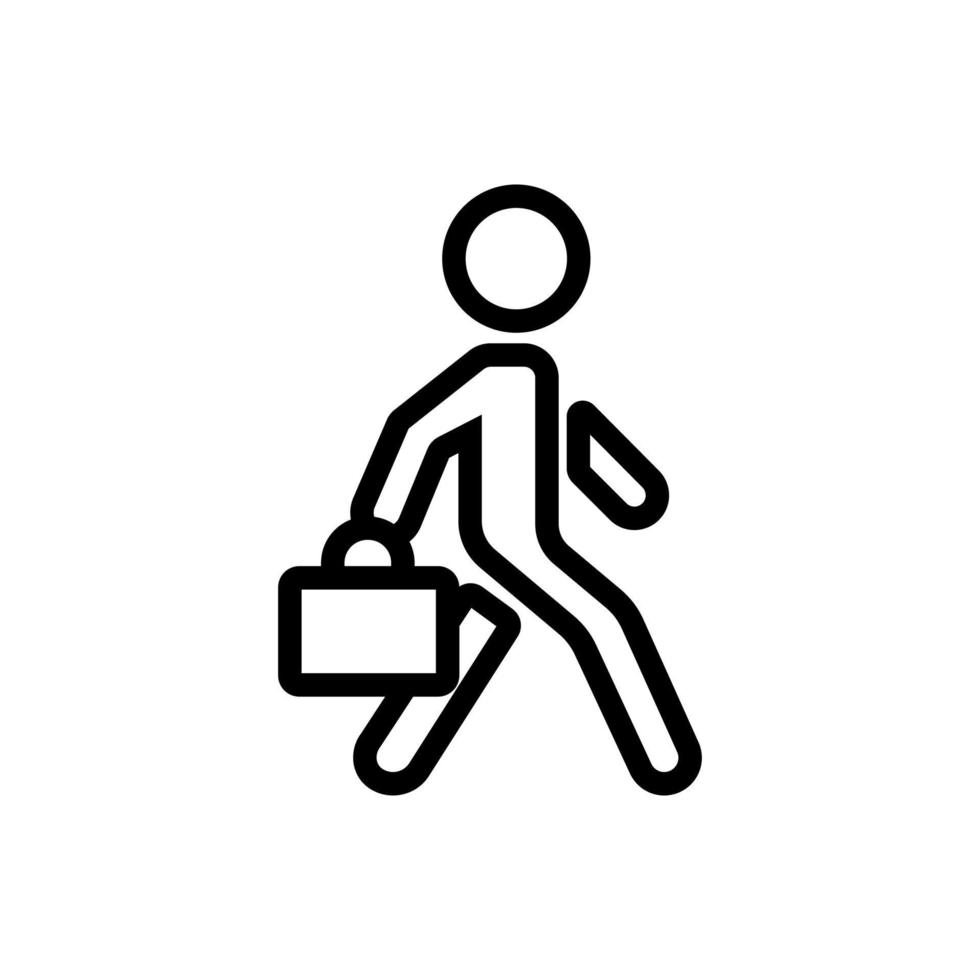 rörlig man med arbetande resväska ikon vektor disposition illustration