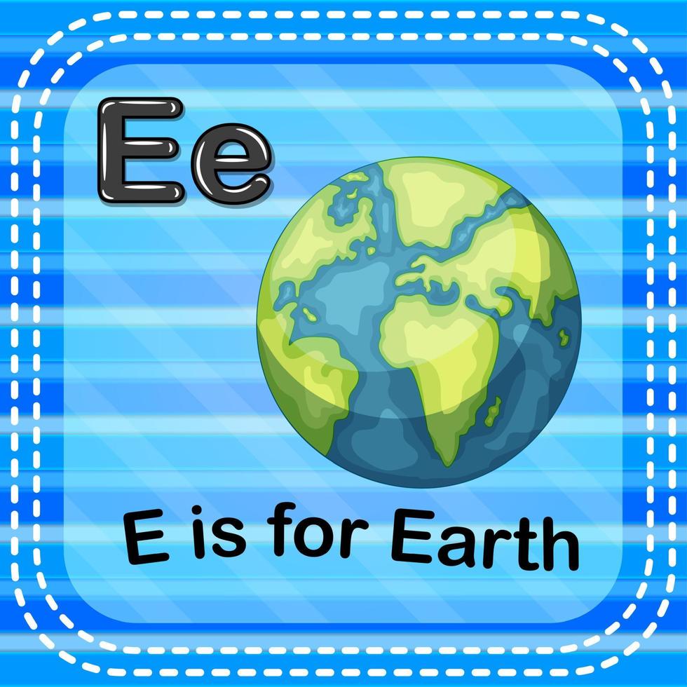 Flashcard bokstaven e är för jorden vektor